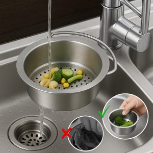 Кошница за отцеждане, която филтрира и съхранява лесно | EVOSINK