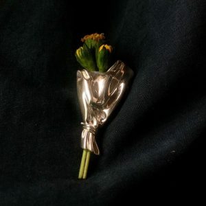 Носима флорална брошка - игла за ваза, 4x2.8 cm, сребърна или златна | VASIFINA